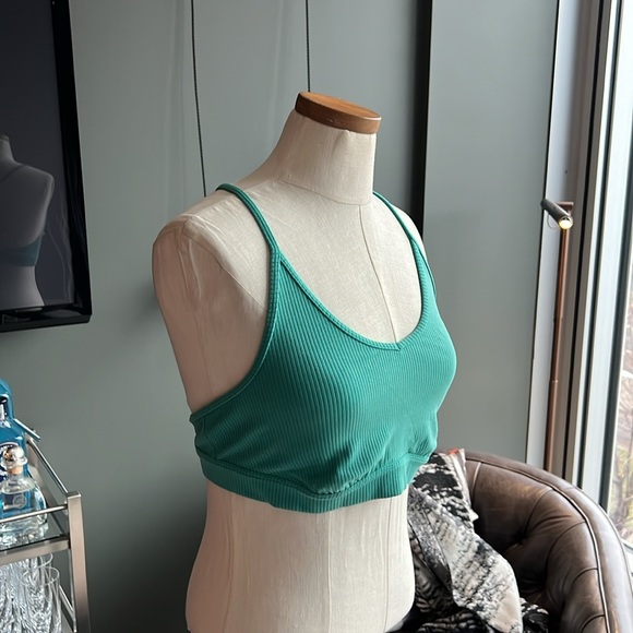 ALO Yoga Blissful Rib Knit Sports Bra in Ocean Teal Size Large - Picture 3 of 9